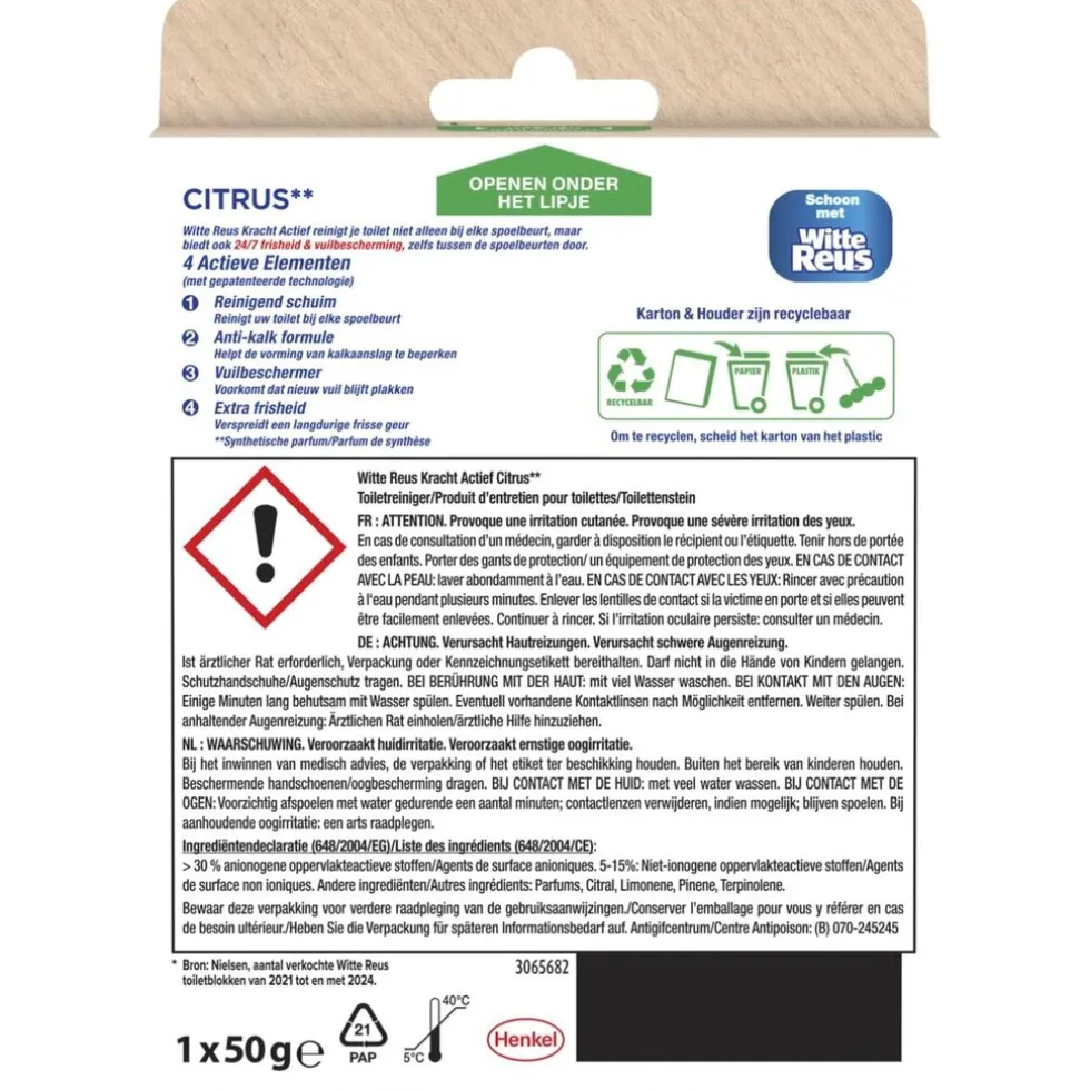 Witte Reus Kracht Actief Citrus Toiletblok